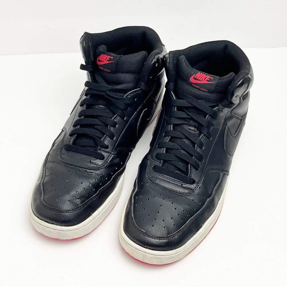 NIKE Court Vision Black Mid Rise Sneakers CD5466-005 Men’s 13 Gym Practice